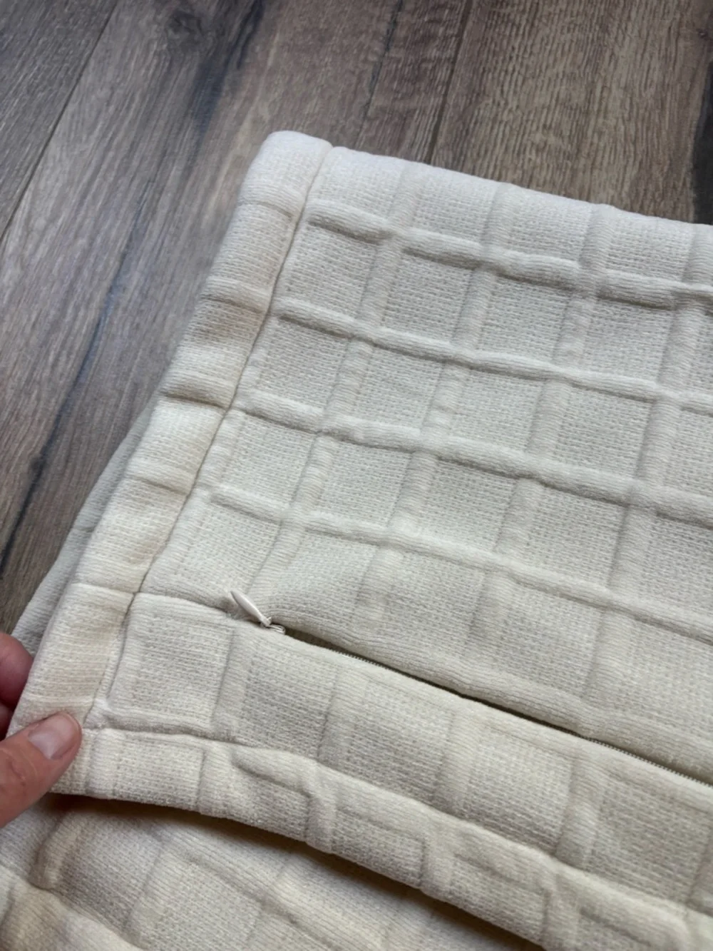 Calvin Klein Cream Quilted Square Throw Pillow Cover 22x22” Neutral